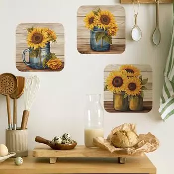 Fun-f73 Картина маслом Подсолнух Спальня Гостиная Украшение Декоративные Наклейки На Стены 32*32cm*3pcs/fun-f73
