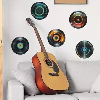 Fun-f74 Музыкальные пластинки Гостиная Спальня Домашний фон Ландшафтный дизайн Декоративные настенные наклейки 24*24cm*5pcs/fun-f74