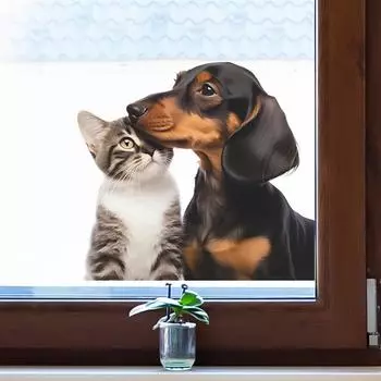 Fun-f93 Мультфильм Милый Кролик Щенок Наклейки Стекло Окно Ландшафтный Дизайн Стены Электростатические УФ Наклейки 26*28CM/fun-f93 uv