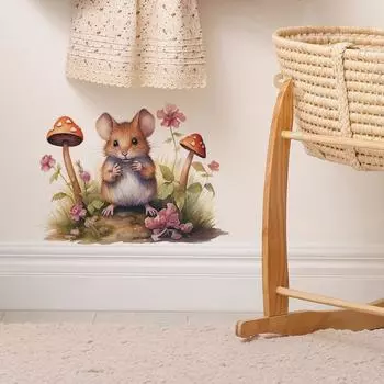 Fun-f9 Мультфильм Милая Маленькая Мышь Гриб Спальня Гостиная Крыльцо Домашнее Украшение Наклейка На Стену 29*39CM/fun-f9