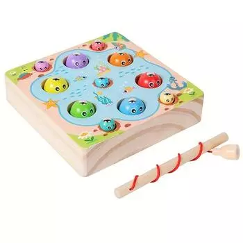 Fun Fishing Insect Catching Game, Dual Play Design for Fishing and Insect Catching, Hands-Free Brain Exercise, Bright Colors, High-Quality Wood Fun fishing and catching insects game