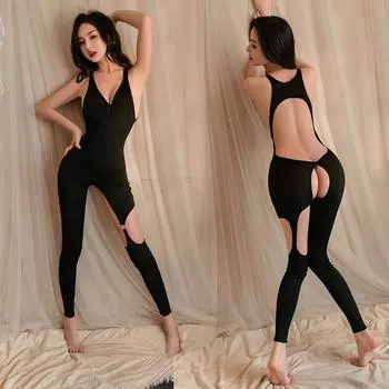 Веселый комбинезон из ледяного шелка, свободный для ношения, с открытым доступом, для пары, флирт на природе Average size