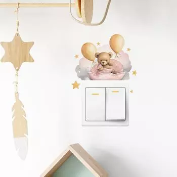 Fun-kg50 Мультяшный медведь «Спокойной ночи», воздушный шар, прикрепленный к крыльцу гостиной, украшение дома, настенная наклейка 12*14.5CM/fun-kg50