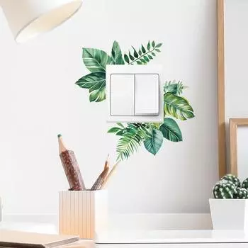 Fun-kg55 Тропический зеленый переключатель для растений, прикрепленный к крыльцу гостиной, украшение дома, настенная наклейка 16*20CM/fun-kg55