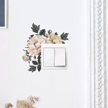 Fun-kg60 Пионовый переключатель, наклеенный на гостиную, крыльцо, украшение дома, настенная наклейка 18*19CM/fun-kg60