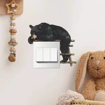 Fun-kg68 Мультяшный зверь Черный медведь Переключатель на детской спальне Наклейка на стену для украшения дома 17.5*19CM/fun-kg68