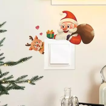 Fun-kg91 Санта-Олененок Гостиная Вход Дом Украшения Выключатель Наклейка На Стену 14.5*14.5CM/fun-kg91