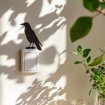 Fun-kg98 Черный силуэт птицы входной выключатель спальни с фоном декоративные настенные наклейки 12*14.5CM/fun-kg98