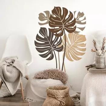 Fun-L001 Зеленое растение Черепаха Задний лист Спальня Гостиная Фон Ландшафтный дизайн Декоративная настенная наклейка 39*90CM*3PCS/fun-L001