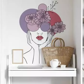 Fun-L006 Purple Flower Lines Beauty Bedroom Living Room Background Landscaping Decorative Wall Sticker Sticker 39*98CM*2PCS/fun-L006