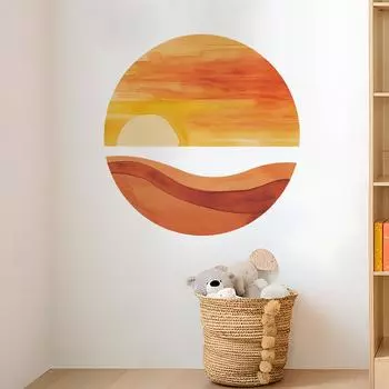 Fun-L021 Закат Спальня Гостиная Кабинет Фон Ландшафтный Дизайн Наклейка На Стену Самоклеящаяся Наклейка 39*98CM*2PCS/fun-L021