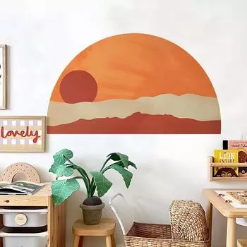 Fun-L022 Полукруг заката Спальня Гостиная Кабинет Фон Украшение Стены Наклейка Самоклеящаяся Наклейка 35*118CM*2PCS/fun-L022