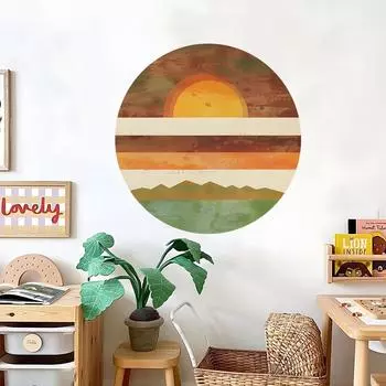 Fun-L023 Закат Закат Спальня Гостиная Кабинет Фон Ландшафтный Дизайн Наклейка Наклейка Самоклеящаяся 35*98CM*3PCS/fun-L023