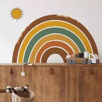 Fun-L026 Мультфильм Полукруг Радуга Солнце Спальня Гостиная Торговый центр Фон Стена Украшения Наклейка На Стену Наклейка 35*118CM*2PCS/fun-L026