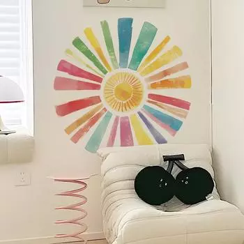 Fun-L029 Мультфильм Цветная Картина Солнце Спальня Гостиная Украшение Стены Украшения Наклейка На Стену 35*98CM*3PCS/fun-L029