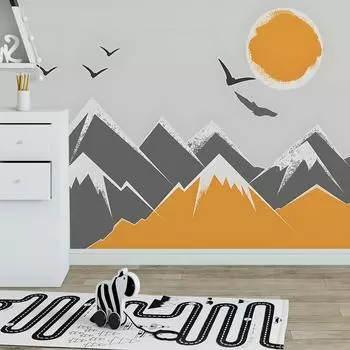 Fun-L035 Cartoon Sunshine Jinshan Dayan Bedroom Living Room Home Background Wall Landscaping Decorative Wall Sticker 38*160CM*6PCS/fun-L035