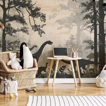 Fun-L038 Мультфильм Динозавр Туман Лес Спальня Гостиная Домашний Фон Стена Ландшафтный Дизайн Декоративные Наклейки На Стены 38*160CM*6PCS/fun-L038
