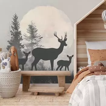 Fun-L039 Мультфильм Лесной Лось Спальня Гостиная Домашний Фон Стена Ландшафтный Дизайн Декоративные Наклейки На Стены 38*160CM*6PCS/fun-L039