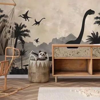 Fun-L041 Мультфильм Динозавр Лес Спальня Гостиная Домашний Фон Стена Ландшафтный Дизайн Декоративные Наклейки На Стены 38*160CM*6PCS/fun-L041