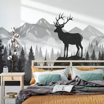 Fun-L046 Лесной лось Спальня Гостиная Домашний фон Стена Ландшафтный дизайн Декоративные настенные наклейки 38*130CM*6PCS/fun-L046