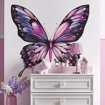 Fun-L060 красочная имитация бабочки спальня гостиная домашний фон настенное украшение стикер 39*118CM*2PCS/fun-L060