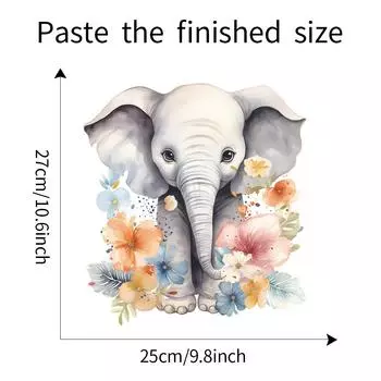 Fun-m114 мультяшный слон, нарисованный цветком, туалет с ванной комнатой, украшение ванной комнаты, настенная наклейка 27*29CM/fun-m114