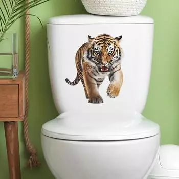 Fun-m117 Свирепый Имитация Тигра Туалет с ванной комнатой Украшения Стены Наклейки 25*29CM/fun-m117