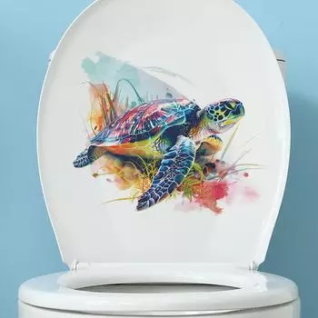 Fun-m119 Морская черепаха Туалет с ванной комнатой Украшения ванной стены Наклейка Самоклеящаяся 25*29CM/fun-m119