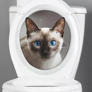 Fun-m130 Мультфильм Синий Несоответствующий Котенок Туалет с Ванная Декоративные Наклейки На Стены 25*29CM/fun-m130