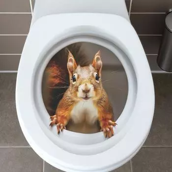 Fun-m134 Милая белка туалет с ванной украшение наклейка на стену 25*29CM/fun-m134