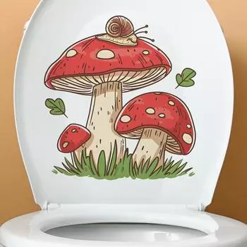 Fun-m145 Окрашенный гриб-улитка туалетный столбик ванная комната декоративные наклейки на стену самоклеящиеся 27*29CM/fun-m145
