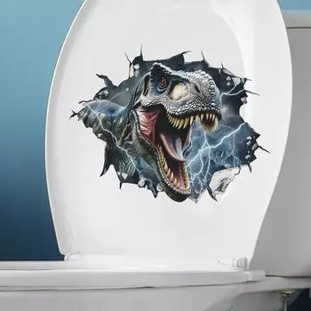 Fun-m152 Моделирование 3D Сломанная стена Динозавр Туалет с ванной Декоративные наклейки на стену для ванной комнаты 22*29CM/fun-m152