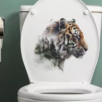 Fun-m157 Мультфильм Тигр Лес Силуэт Ванная Комната Ванная Комната Украшения Дома Наклейка На Стену 29*29CM/fun-m157