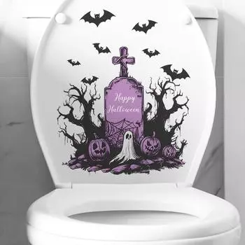 Fun-m168 All Hallows Tomb Bat Home Decor Bat Ванная комната Туалет Наклейка на унитаз 29*29CM/fun-m168