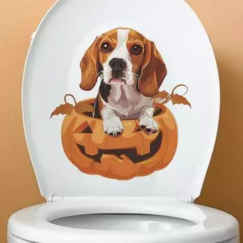 Fun-m169 Мультфильм Милая Собака Тыква Ванная Комната Украшение Декоративная Наклейка Для Туалета 27*29CM/fun-m169