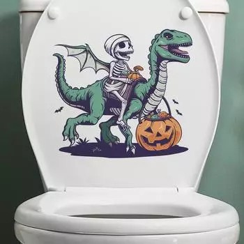 Fun-m175 Хэллоуин Динозавр Тыква Ванная Комната Домашний Декор Наклейка на Туалет 27*29CM/fun-m175