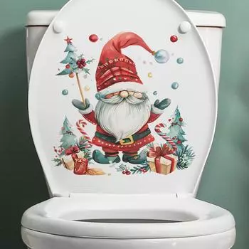 Fun-m199 Милый Санта-Клаус Подарочная шапка Санта-Клауса Наклейки для туалета Наклейки для украшения дома в ванной 29*29CM/fun-m199