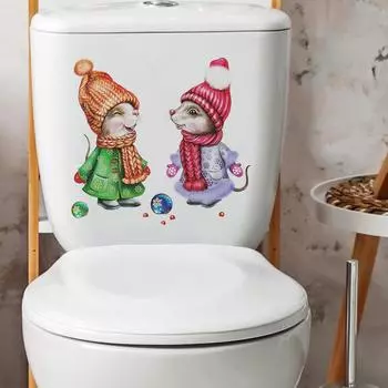 Fun-m220 Шарф с рисунком из мультфильма «Мышь», наклейка на туалет, туалет, украшение для дома, настенная наклейка 29*29CM/fun-m220
