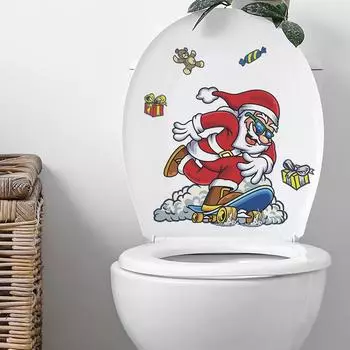 Fun-m221 Санта-Скейт Ванная комната Туалет Туалет с домашним декором Наклейки на стену 29*29CM/fun-m221