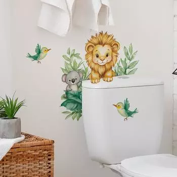 Fun-m229 Мультфильм милый лев коала ванная комната туалет туалет с домашним украшением наклейки самоклеящиеся 29*29CM/fun-m229