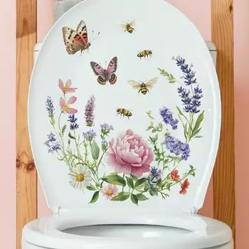 Fun-m232 Цветок Бабочка Пчела Туалет Ванная Комната Туалет с Наклейками Украшения Дома Самоклеящиеся 35*39CM/fun-m232