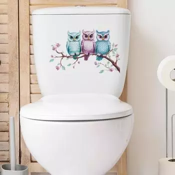 Fun-m92 Мультфильм Дерево Сова Туалет с ванной Ванная комната Домашний Декор Наклейка На Стену 19*29CM/fun-m92