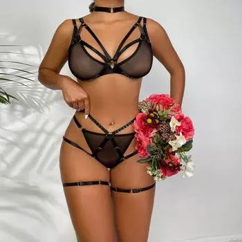 Забавный комплект из двух частей, осенний новый сетчатый сшивной забавный пояс на шее и браслет на ногу S