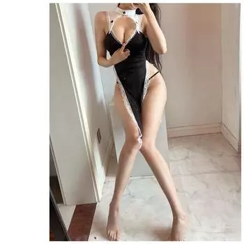 Веселое исправление женской одежды большого размера толстый раздельный чонсам без спины униформа соблазн Average size = 80-60kg