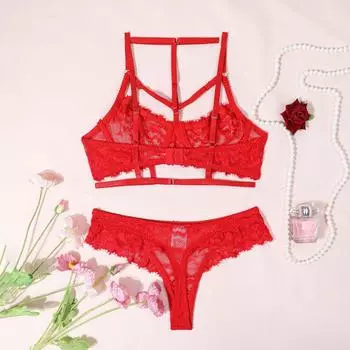 Веселое трехточечное нижнее белье кружевная сетка вставка прозрачный вырез горячий сексуальный веселый комплект s S