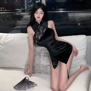 Веселое нижнее белье Страстное искушение Маленькая грудь Сексуальное старинное чистое желание Одежда для сна Униформа ципао one size fits all