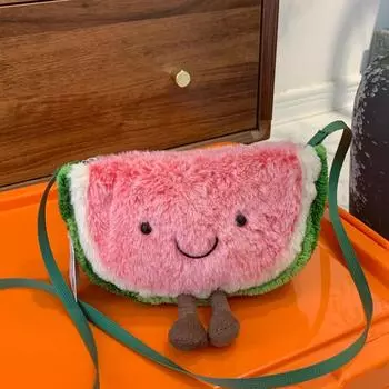 Fun Watermelon Bag Cute Children s Plush Cross Bag Backpack Doll Super Cute Doll One Size