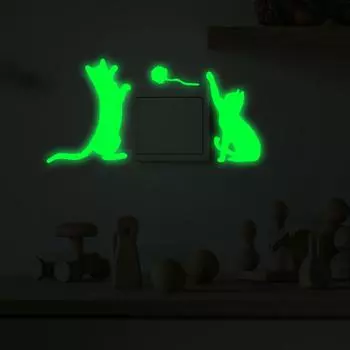 Fun-yg005 Два мультяшных котенка спальня гостиная выключатель наклеены дома украшая настенные наклейки самоклеящиеся 11.4*11.4CM/fun-yg005