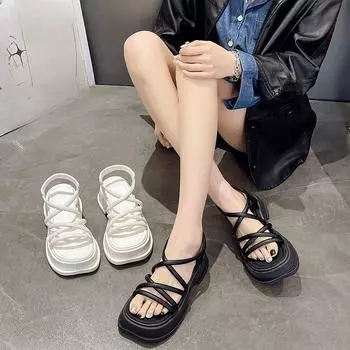 Функциональные женские сандалии на покатом каблуке 35