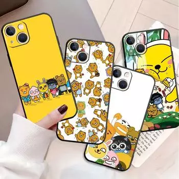 Funda Case For Apple iPhone 14 11 13 7 12 Pro 7 XR XS Max 8 Plus 6 14Pro 13Mini Black Soft Phone Coque Kakao Friends Cute iPhone 14 Pro Max